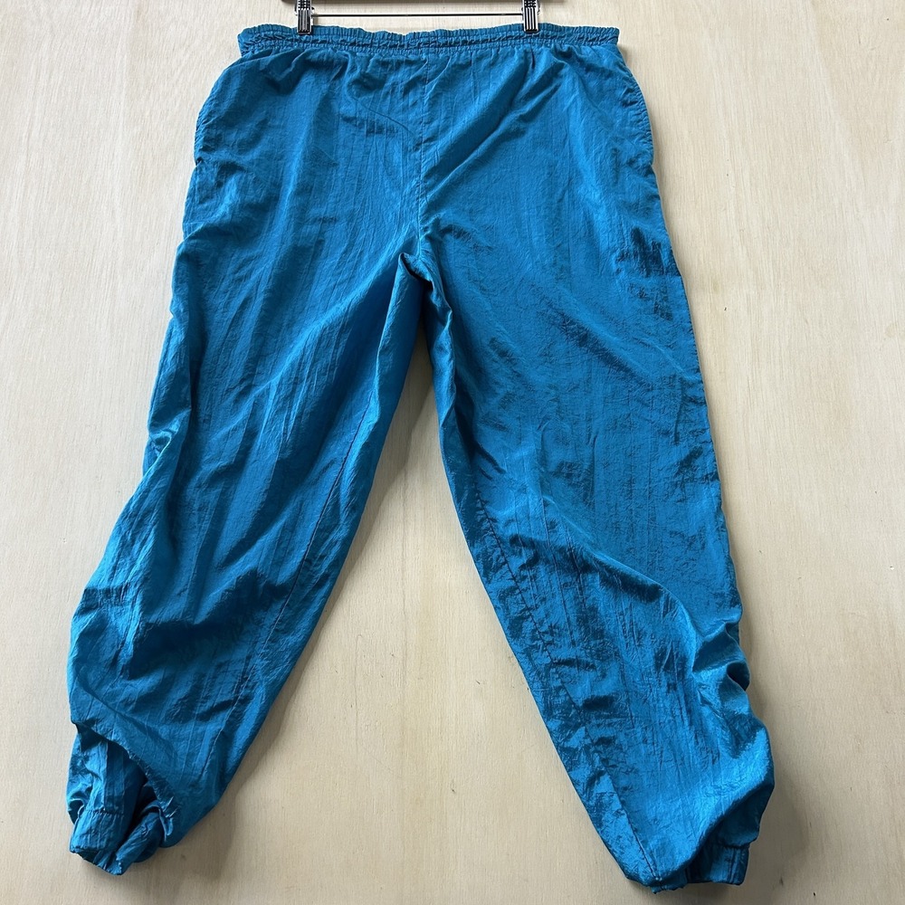 Vintage‎ Track Pants Mens XL Blue Windbreaker Lightweight Elastic Waist Joggers